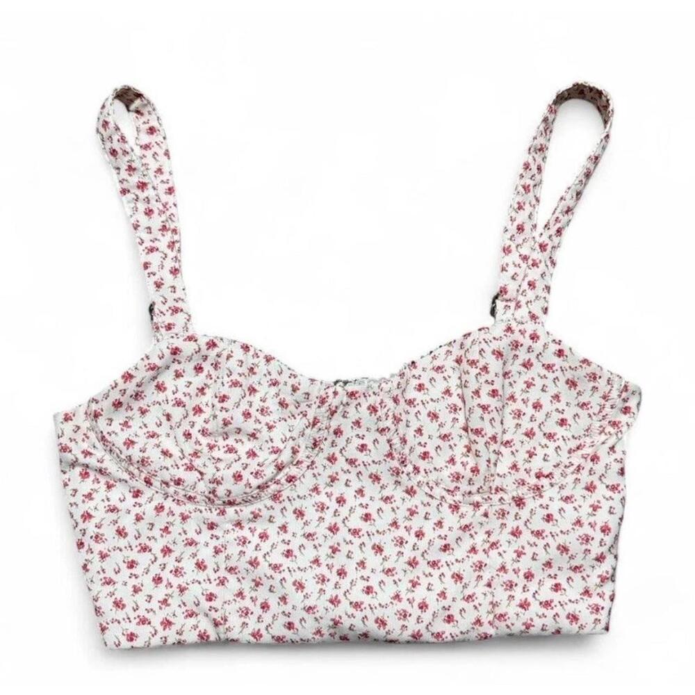 Princess Polly Jaime Top White Floral sz 4 Layering Piece/Wear Alone Corset Top